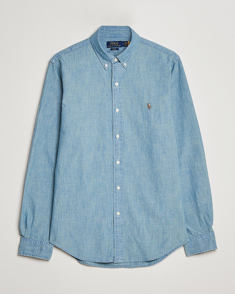 Polo Ralph Lauren Slim Fit Chambray Shirt Washed – Blu