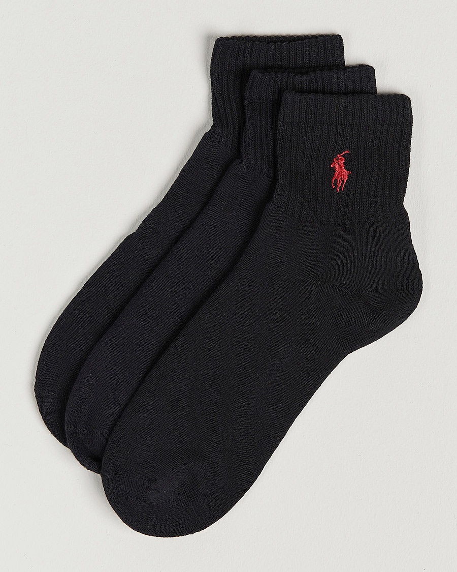 Polo Ralph Lauren 3-Pack Sport Quarter Socks Black – Nero