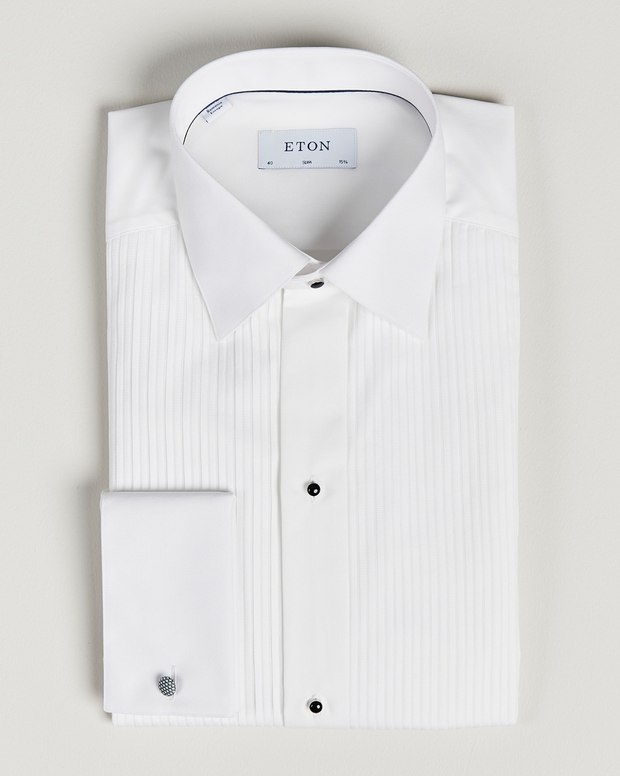 Eton Slim Fit Tuxedo Shirt Black Ribbon White – Bianco