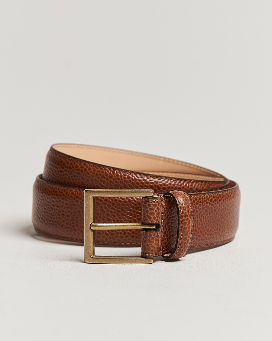 Crockett & Jones Belt 3,5 cm Tan Grained Calf – Marrone