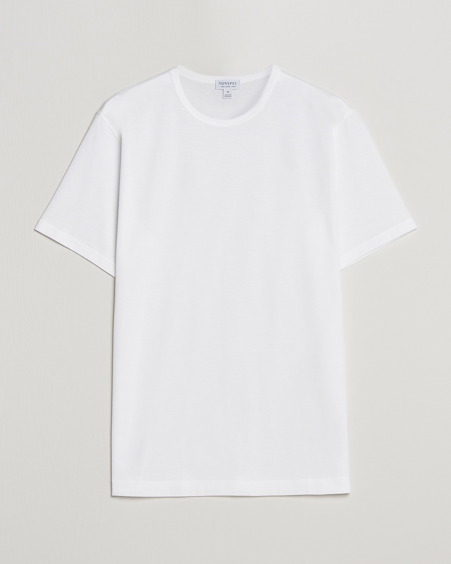 Sunspel Crew Neck Q82 Cotton T-Shirt White – Bianco