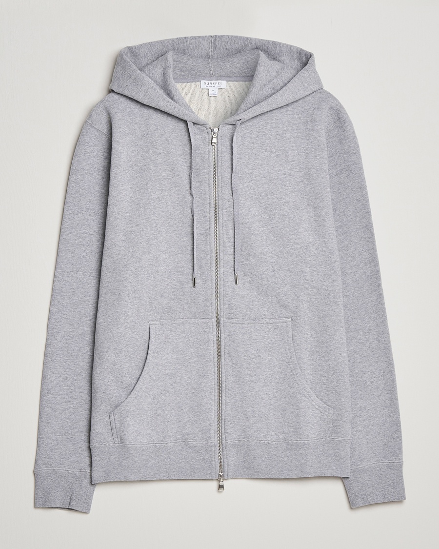 Sunspel Loopback Full Zip Hoodie Grey Melange – Grigio