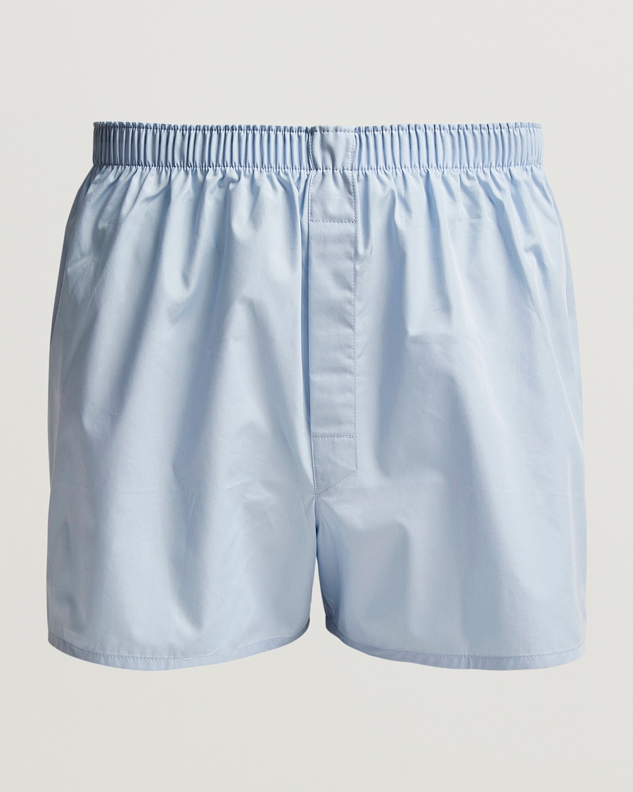 Sunspel Classic Woven Cotton Boxer Shorts Plain Blue – Blu