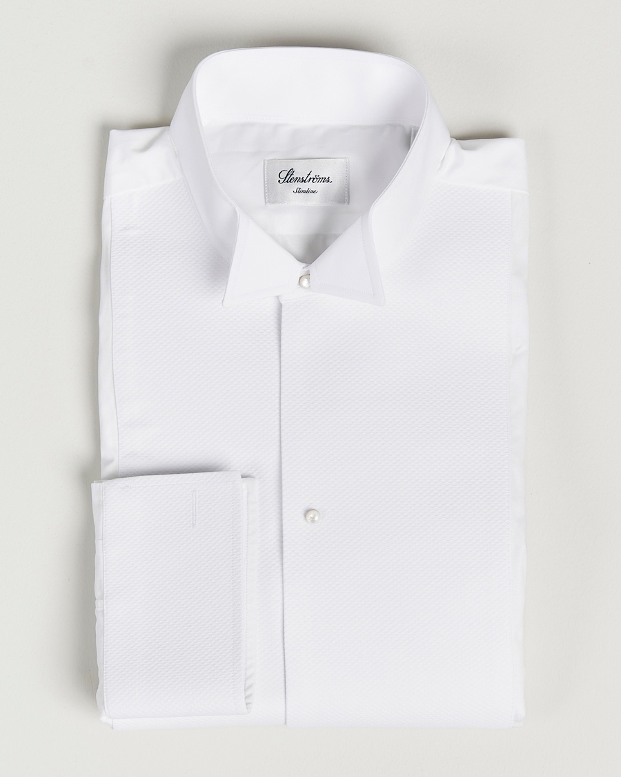 Stenströms Slimline Astoria Stand Up Collar Evening Shirt White – Bianco