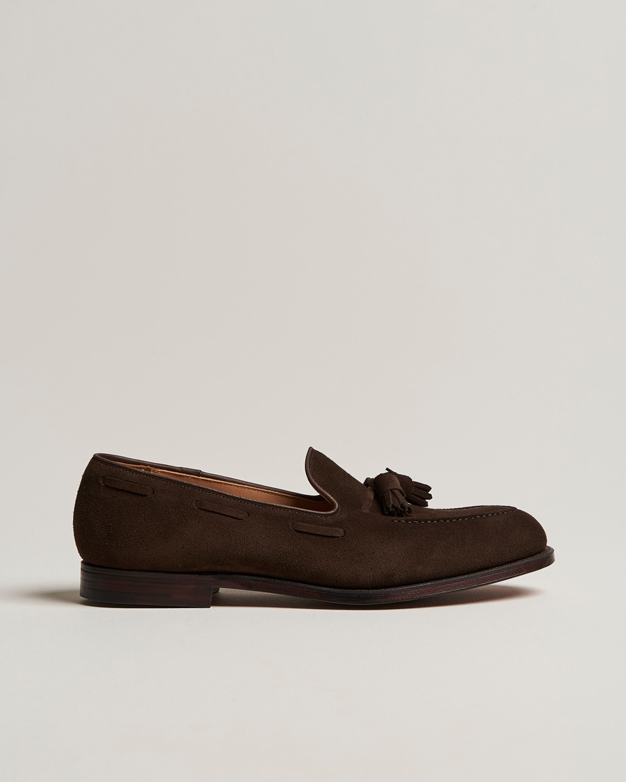 Crockett & Jones Cavendish Tassel Loafer Dark Brown Suede – Marrone