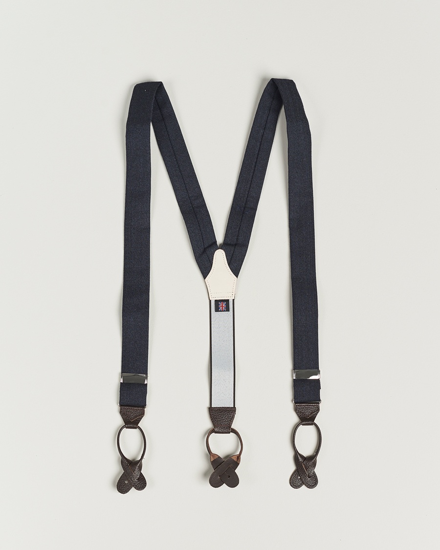 Albert Thurston Herringbone Braces 40mm Dark Blue – Blu