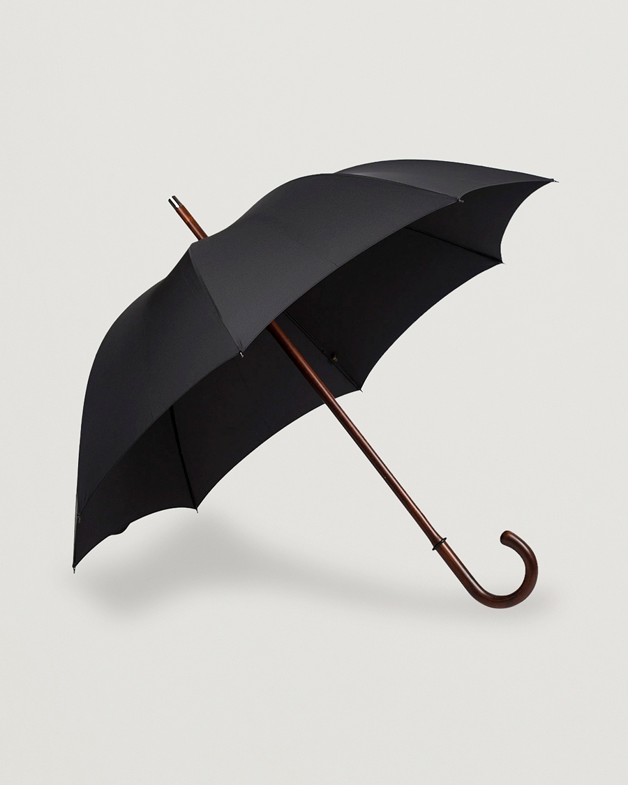 Fox Umbrellas Polished Cherrywood Solid Umbrella Black – Nero