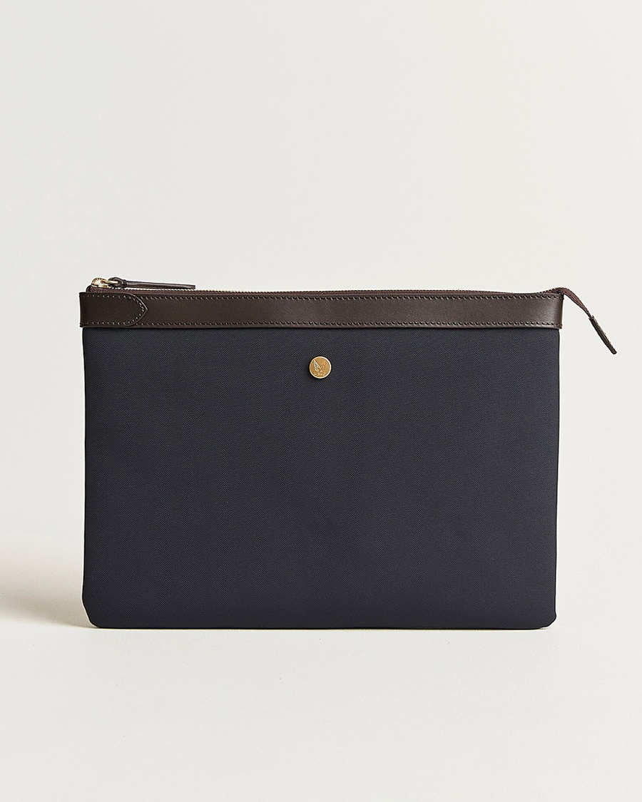 Mismo M/S Nylon Pouch Large Navy/Dark Brown – Blu