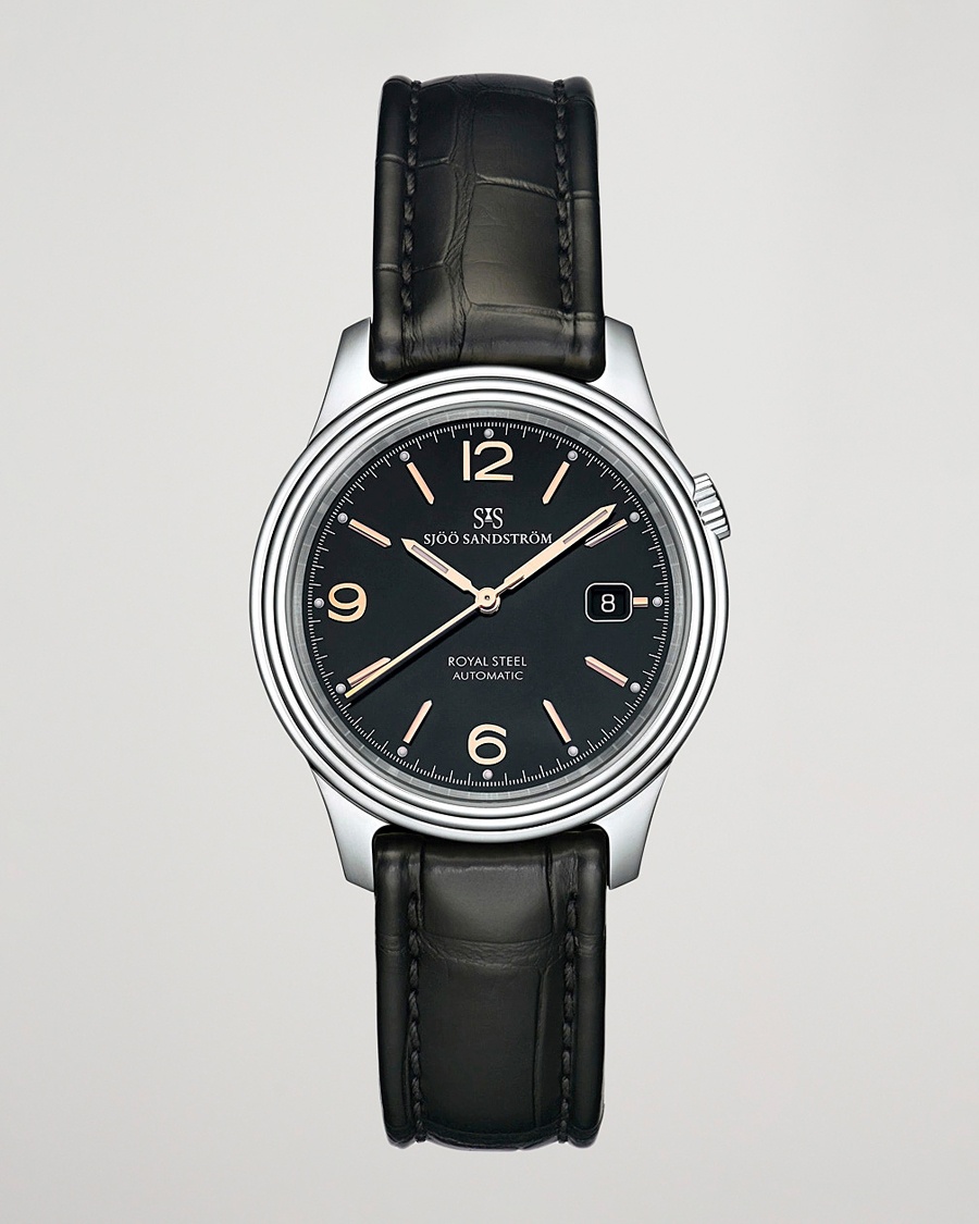 Sjöö Sandström Royal Steel Classic 41mm Black and Black Alligator – Nero