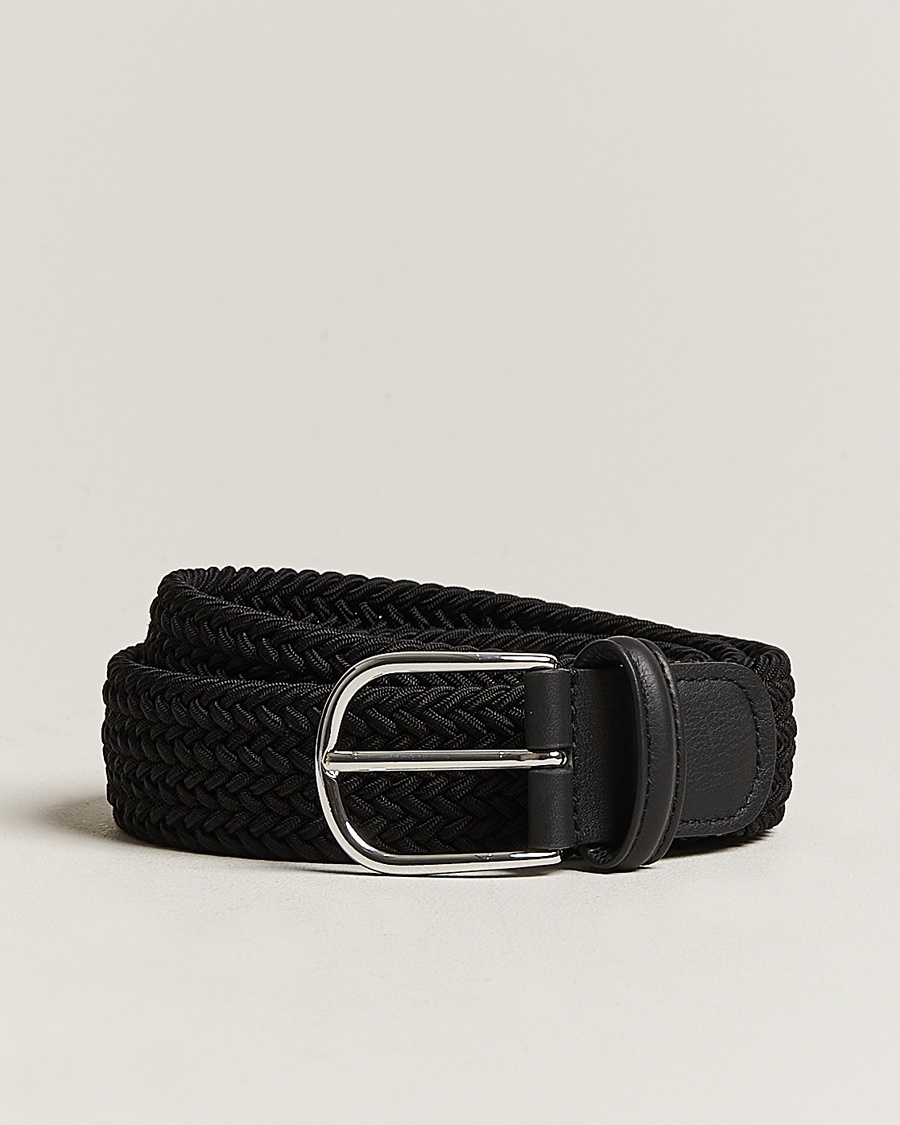 Anderson's Stretch Woven 3,5 cm Belt Black – Nero