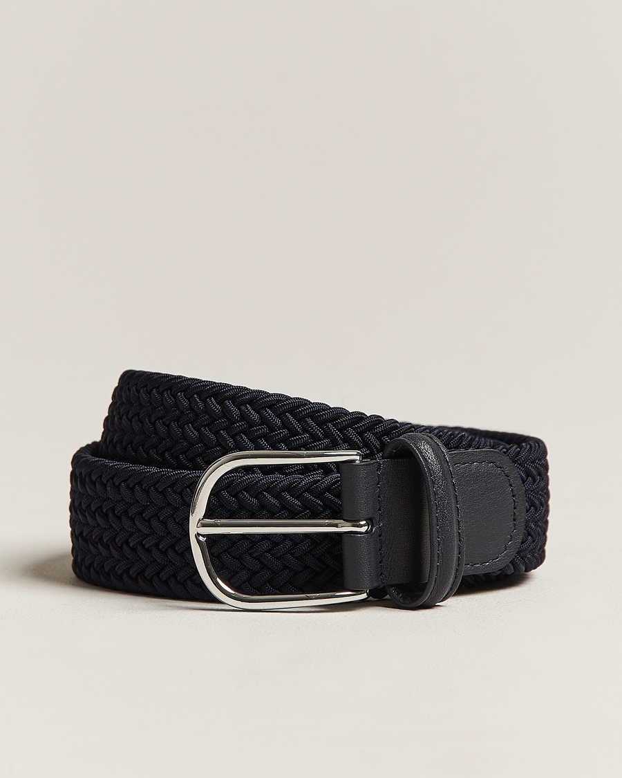 Anderson's Stretch Woven 3,5 cm Belt Navy – Blu