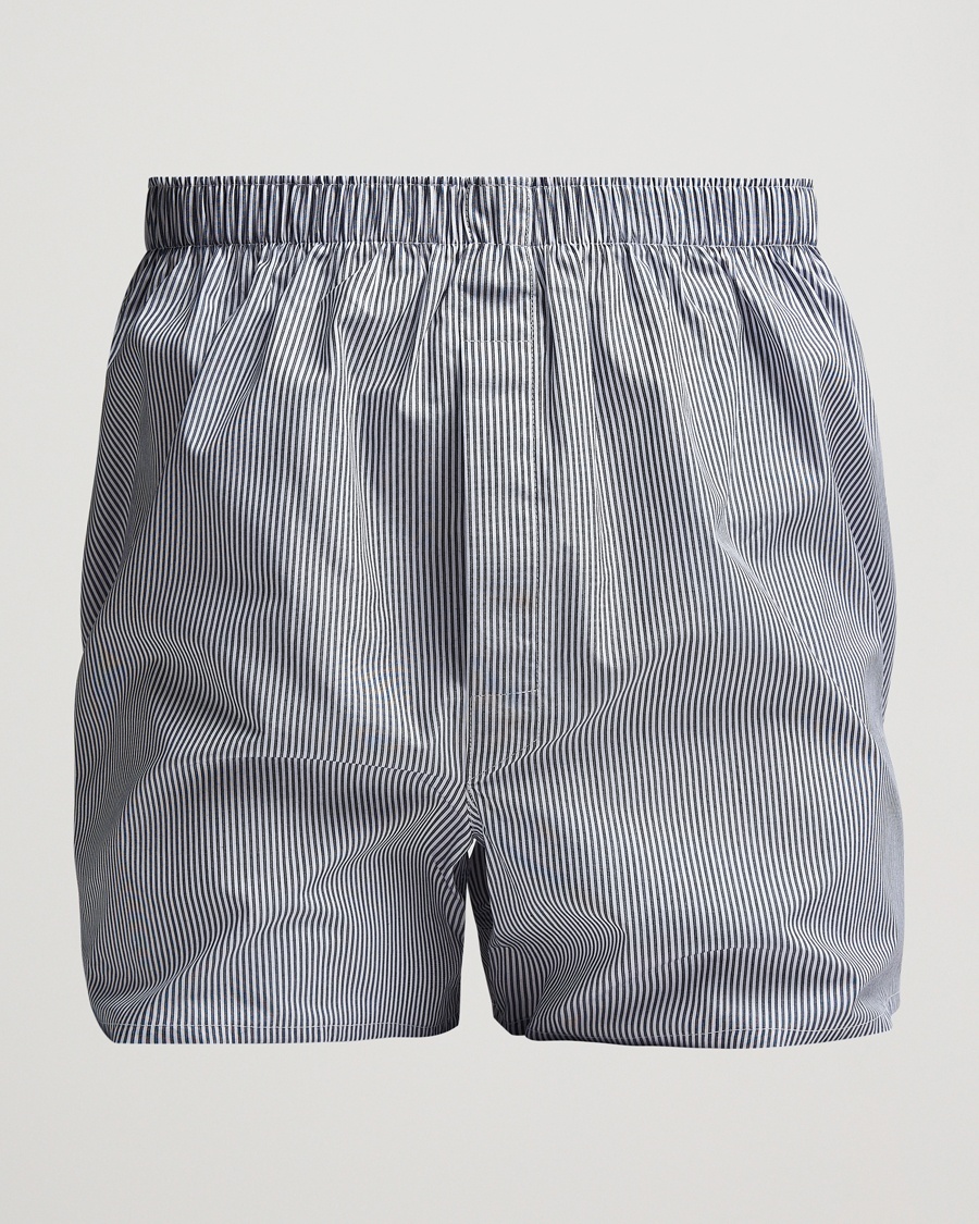 Sunspel Classic Woven Cotton Boxer Shorts White/Light Blue – Blu