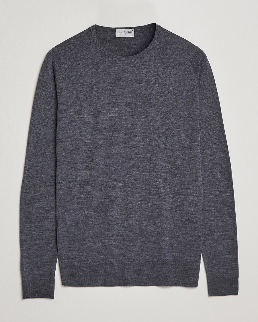 John Smedley Lundy Extra Fine Merino Crew Neck Charcoal – Grigio