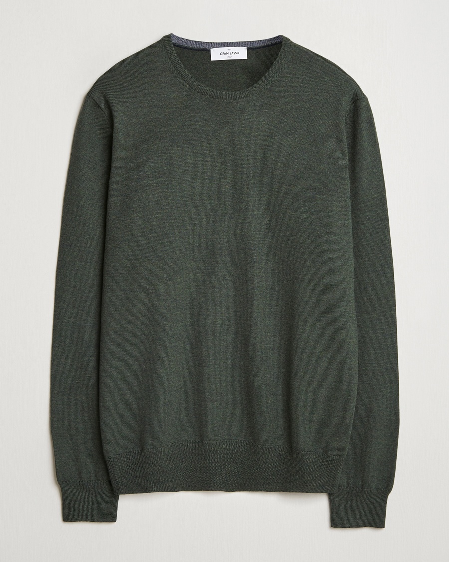 Gran Sasso Merino Fashion Fit Crew Neck Pullover Olive Melange – Verde