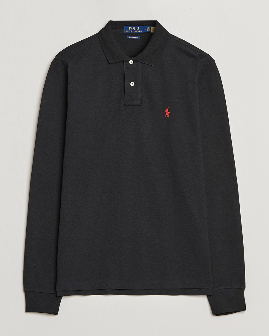 Polo Ralph Lauren Custom Slim Fit Long Sleeve Polo Polo Black – Nero