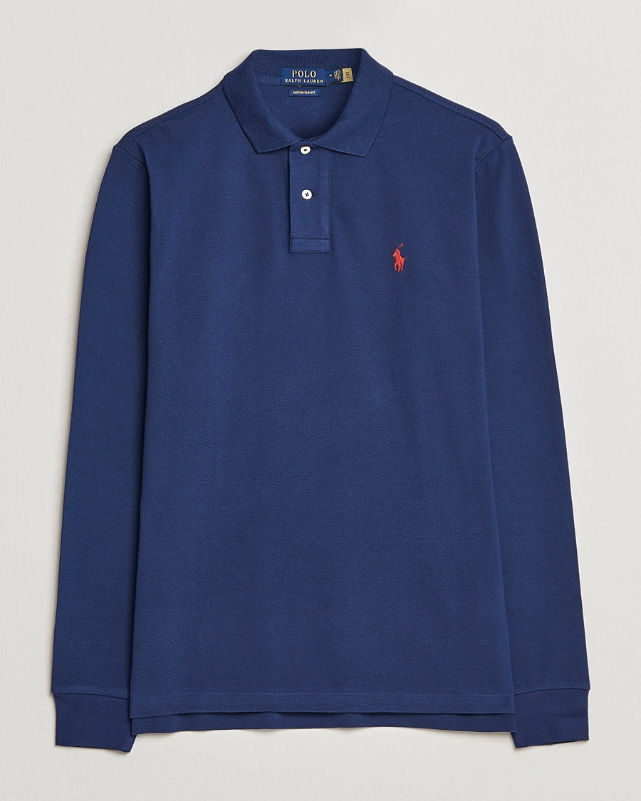 Polo Ralph Lauren Custom Slim Fit Long Sleeve Polo Newport Navy – Blu