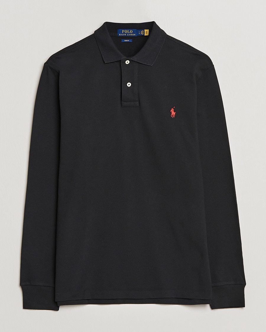 Polo Ralph Lauren Slim Fit Long Sleeve Polo Polo Black – Nero