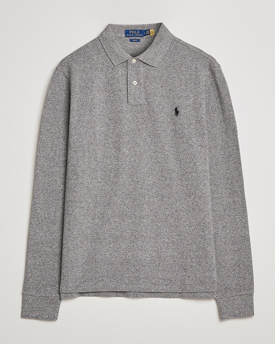 Polo Ralph Lauren Slim Fit Long Sleeve Polo Canterbury Heather – Grigio
