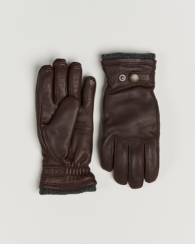 Hestra Utsjö Fleece Lined Buckle Elkskin Glove Espresso – Marrone