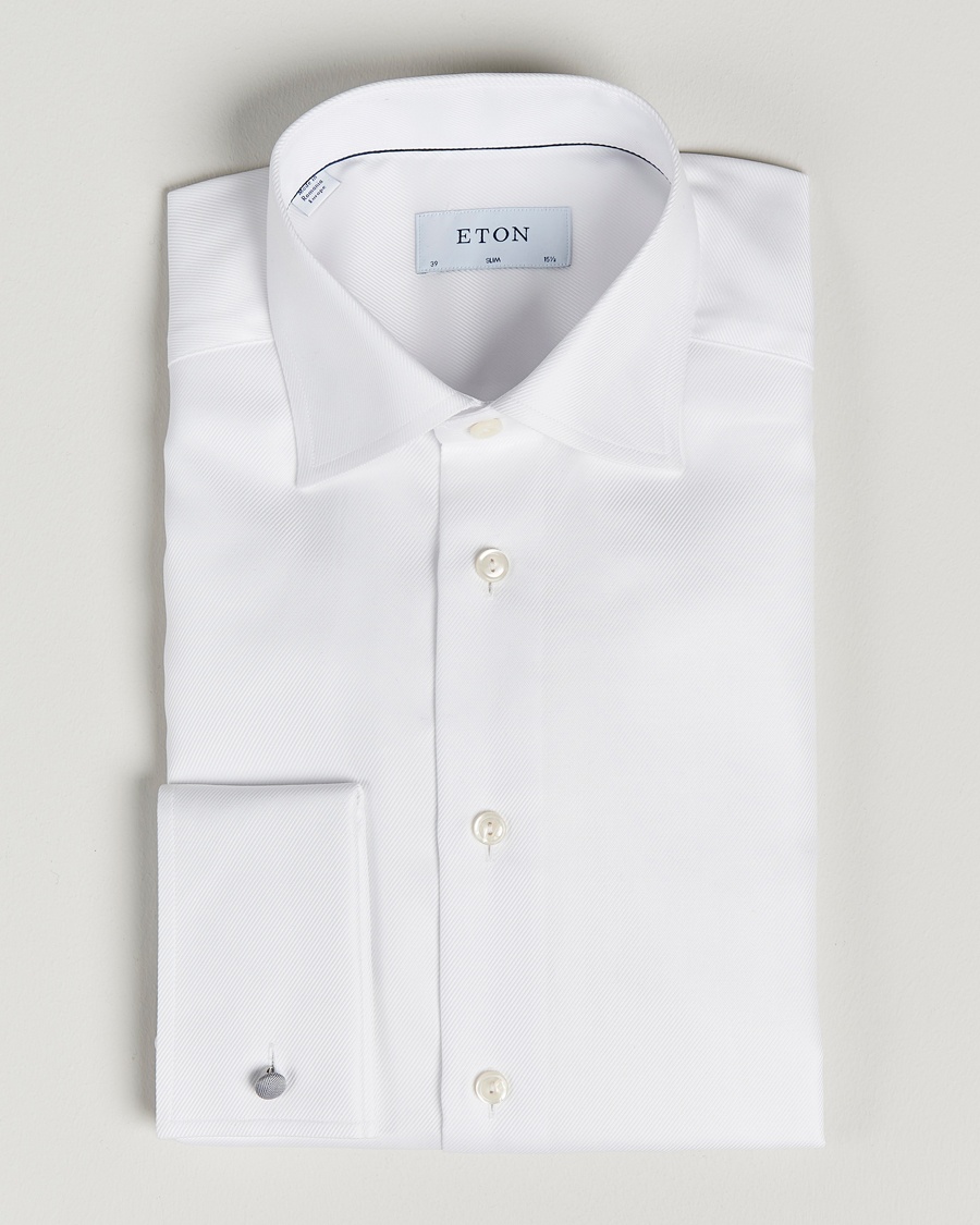Eton Slim Fit Twill Double Cuff Shirt White – Bianco