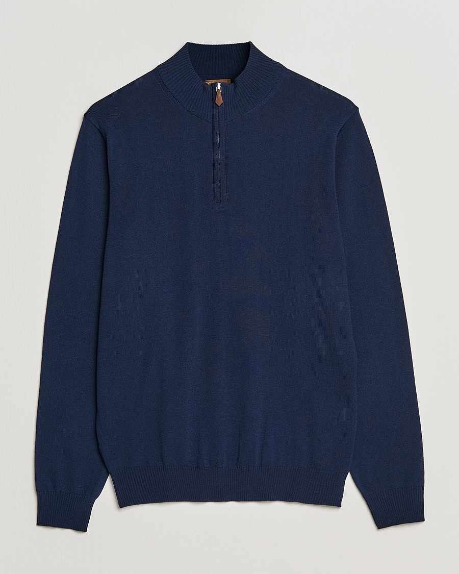 Stenströms Merino Wool Half Zip Navy – Blu
