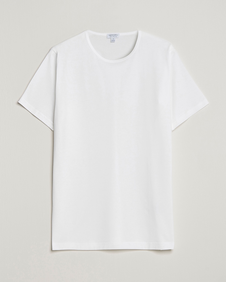 Sunspel Superfine Cotton Crew Neck T-Shirt White – Bianco