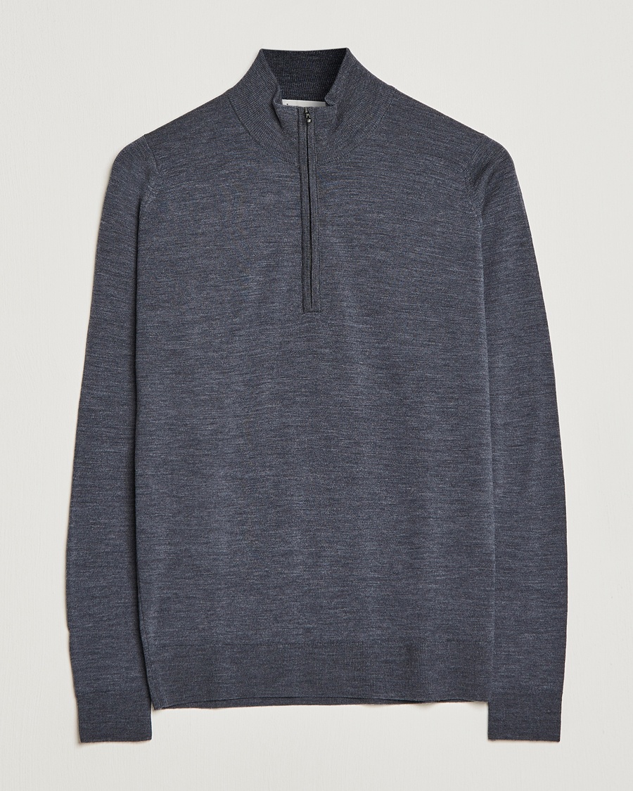 John Smedley Barrow Extra Fine Merino Half Zip Charcoal – Grigio