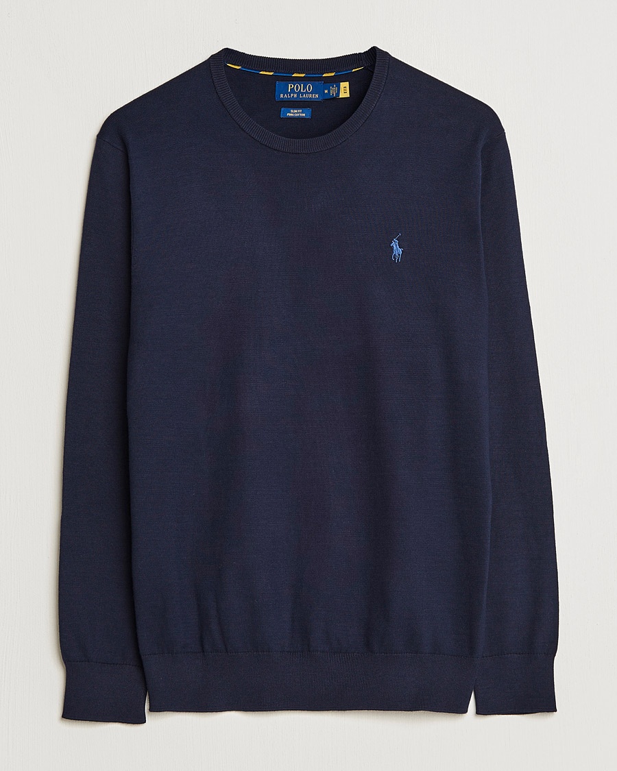 Polo Ralph Lauren Pima Cotton Crew Neck Pullover Hunter Navy – Blu