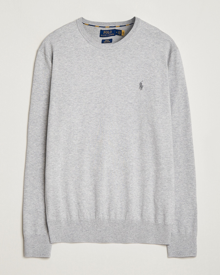 Polo Ralph Lauren Pima Cotton Crew Neck Pullover Andover Heather – Grigio