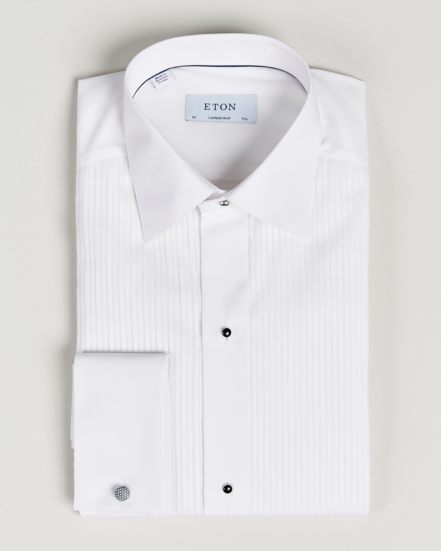 Eton Custom Fit Tuxedo Shirt Black Ribbon White – Bianco