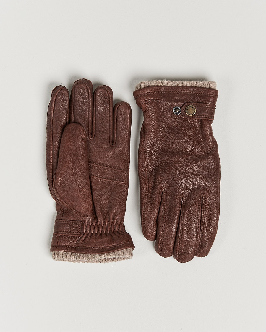 Hestra Utsjö Fleece Lined Buckle Elkskin Glove Chestnut – Marrone