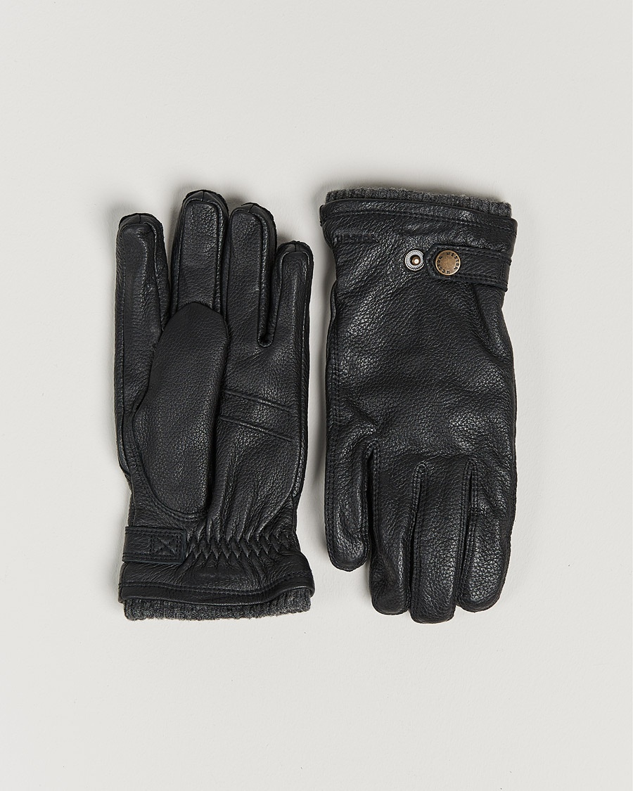 Hestra Utsjö Fleece Lined Buckle Elkskin Glove Black – Nero