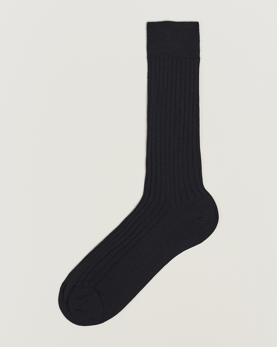 Bresciani Wool/Nylon Ribbed Short Socks Black – Nero