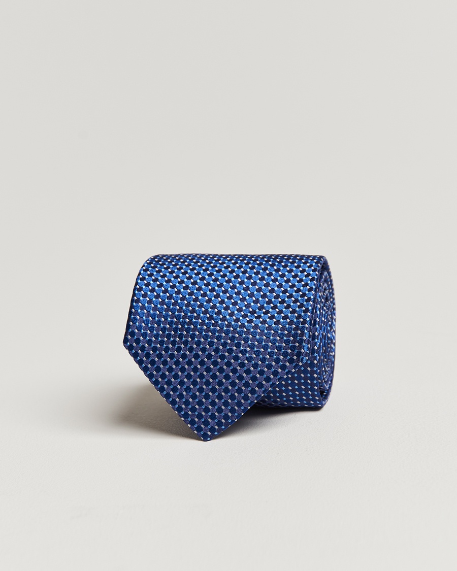 Eton Silk Geometric Weave Tie Navy – Blu