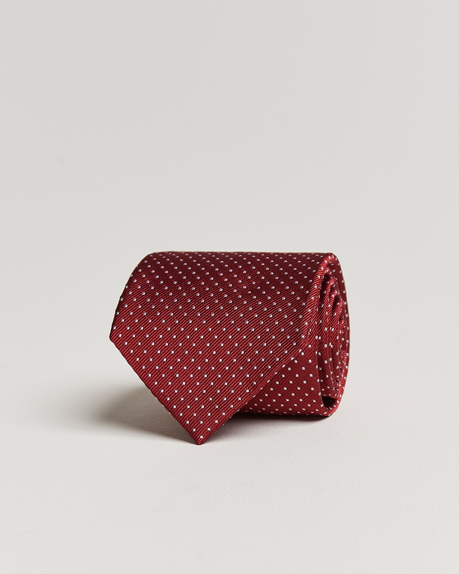 Amanda Christensen Micro Dot Classic Tie 8 cm Wine/White – Rosso