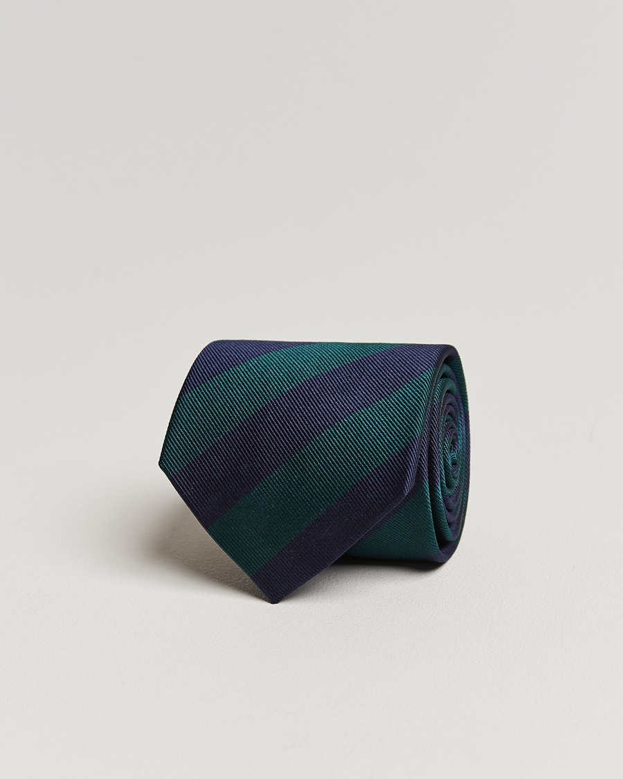 Amanda Christensen Regemental Stripe Classic Tie 8 cm Green/Navy – Blu