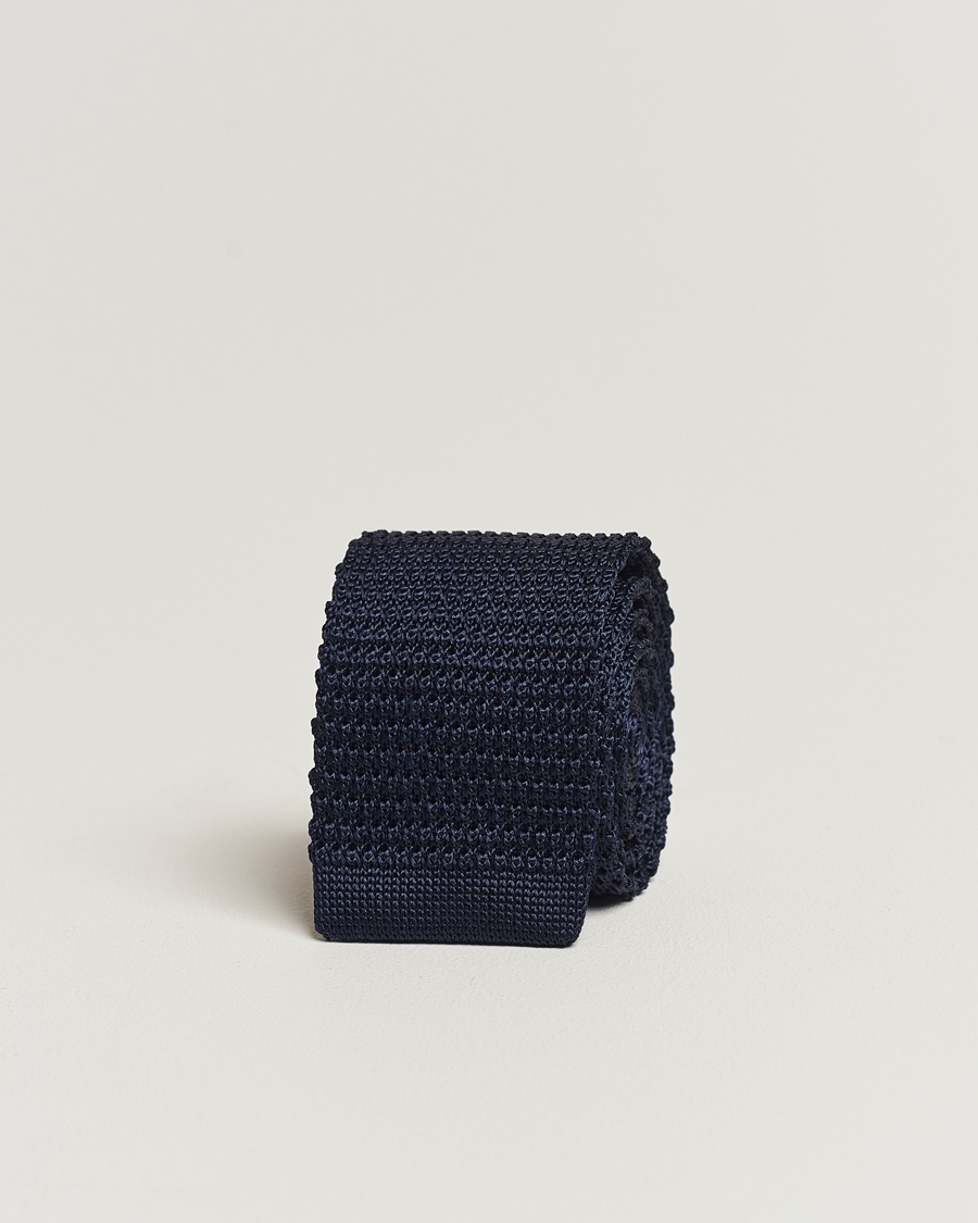 Amanda Christensen Knitted Silk Tie 6 cm Navy – Blu