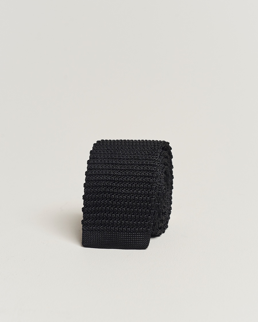 Amanda Christensen Knitted Silk Tie 6 cm Black – Nero