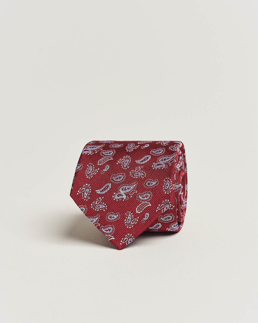 Amanda Christensen Paisley Woven Silk Tie 8 cm Wine Red – Rosso
