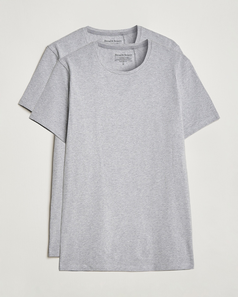 Bread & Boxers 2-Pack Crew Neck Tee Grey Melange – Grigio