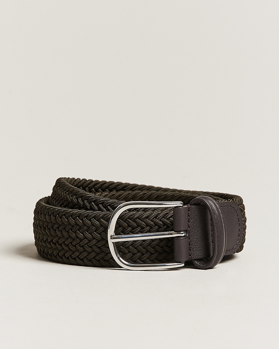 Anderson's Stretch Woven 3,5 cm Belt Green – Verde
