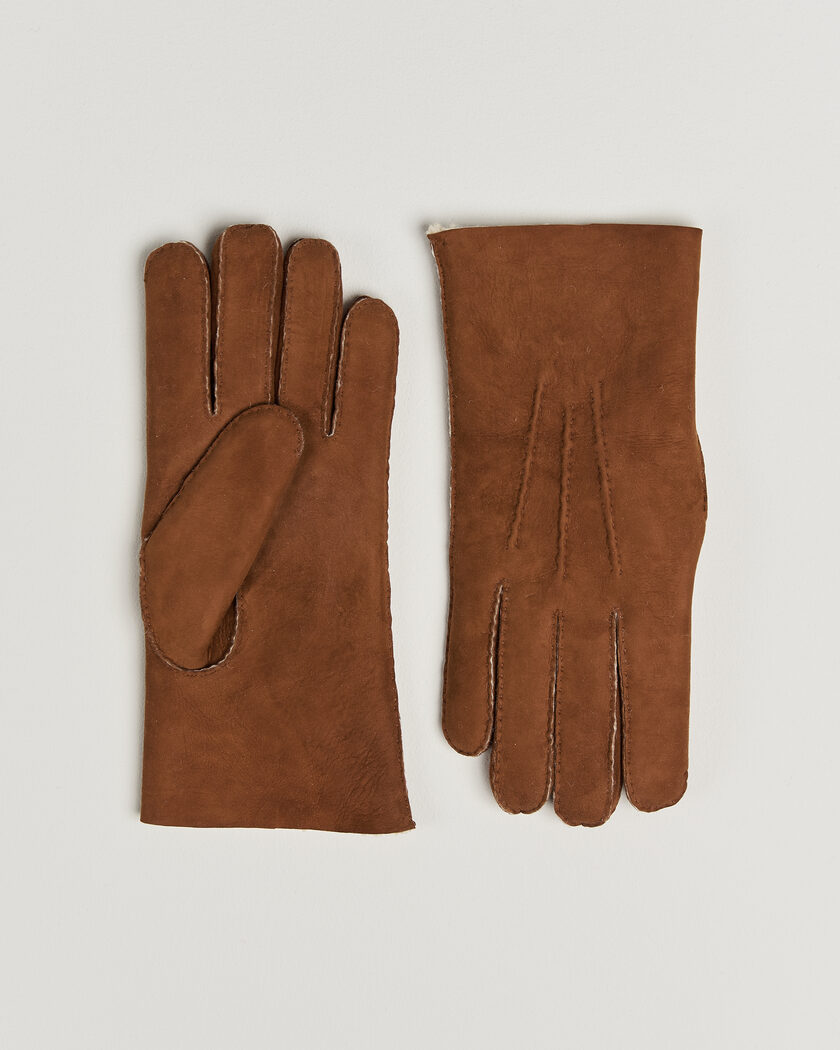 Hestra Lambskin Suede Handsewn Glove Congac – Marrone