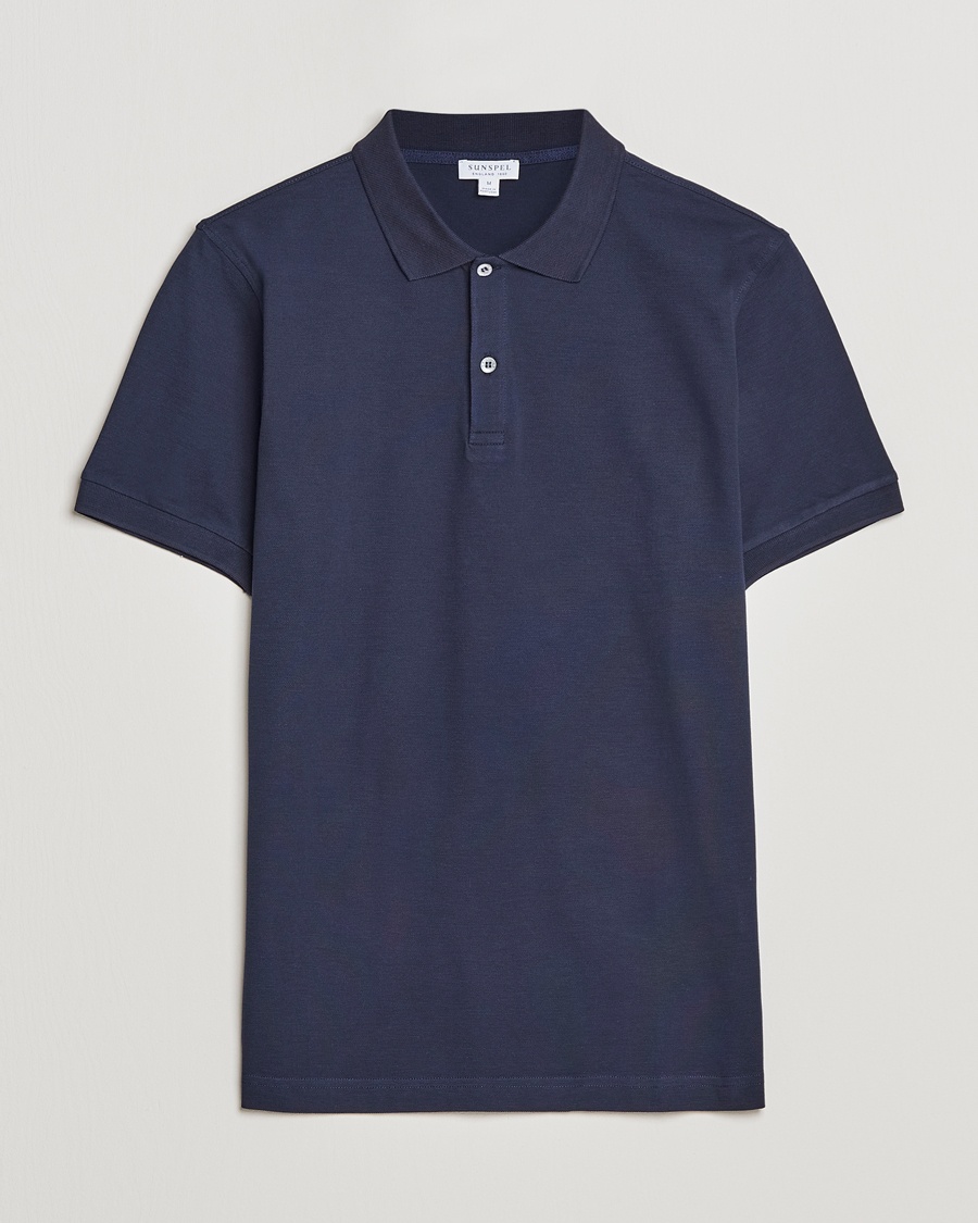 Sunspel Short Sleeve Pique Polo Navy – Blu