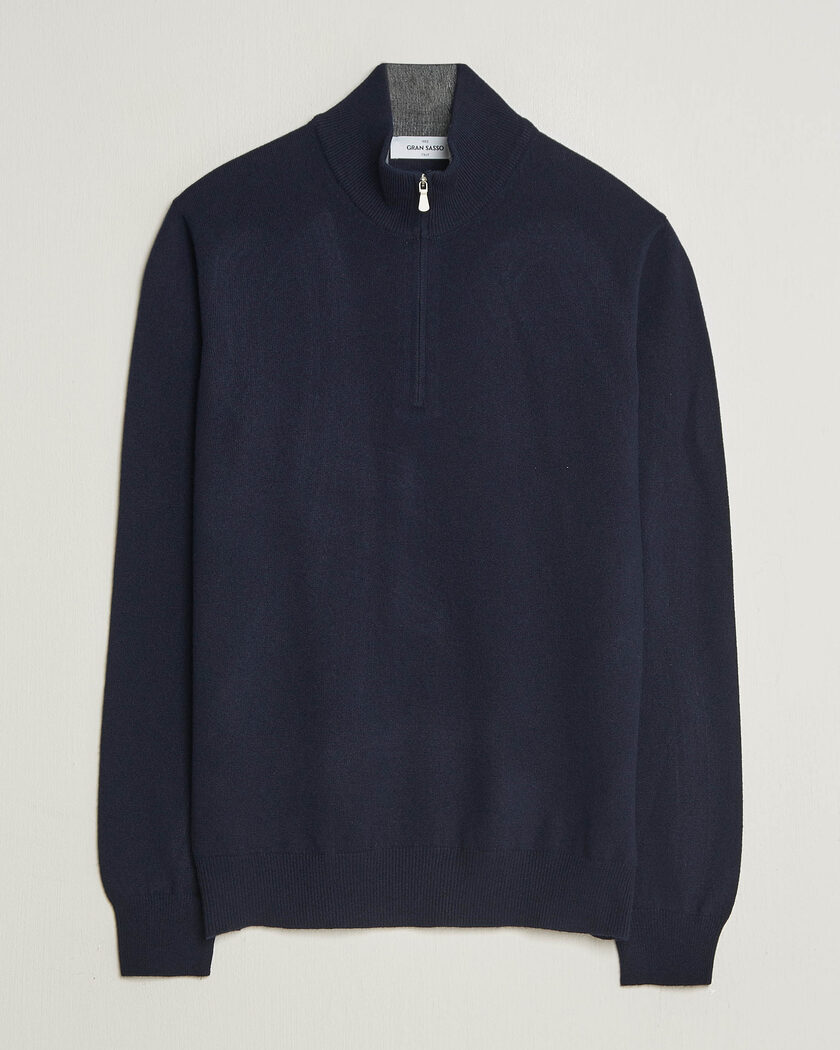 Gran Sasso Wool/Cashmere Half Zip Navy – Blu