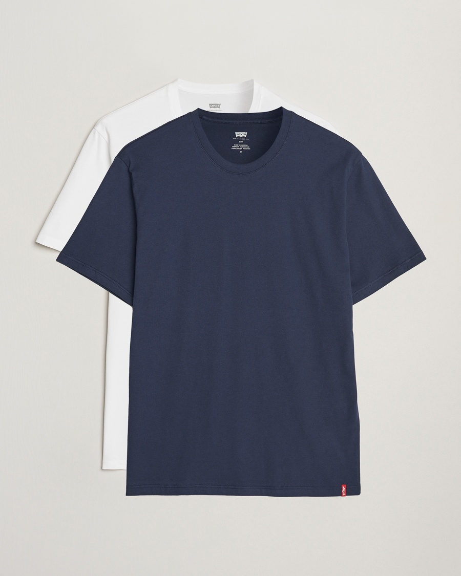 Levi's 2-Pack Crew Neck T-Shirt Navy/White – Bianco