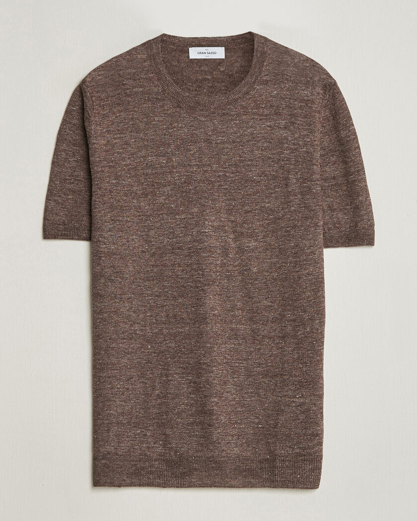 Gran Sasso Crew Neck Linen Tee Light Brown – Marrone