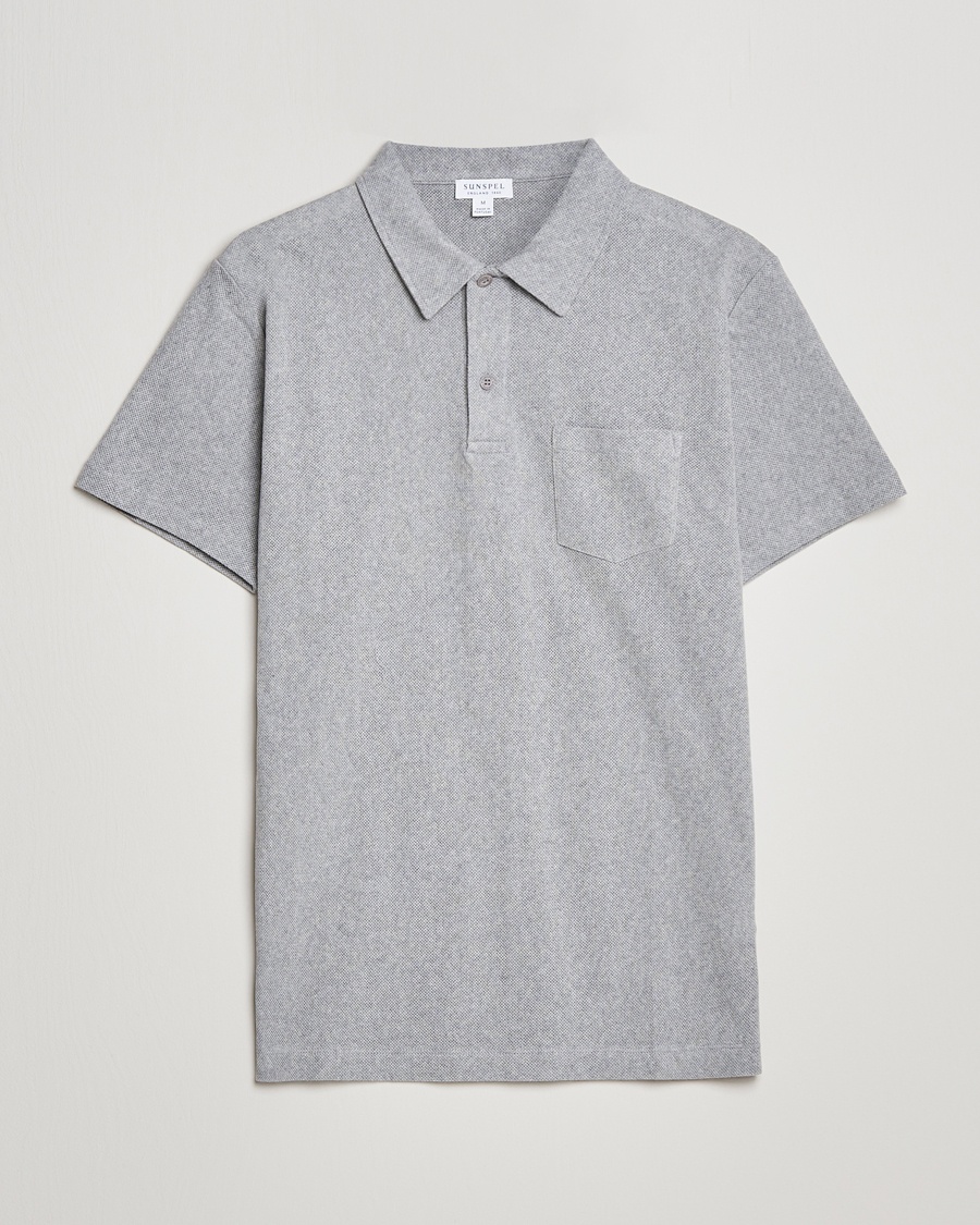 Sunspel Riviera Polo Shirt Grey Melange – Grigio