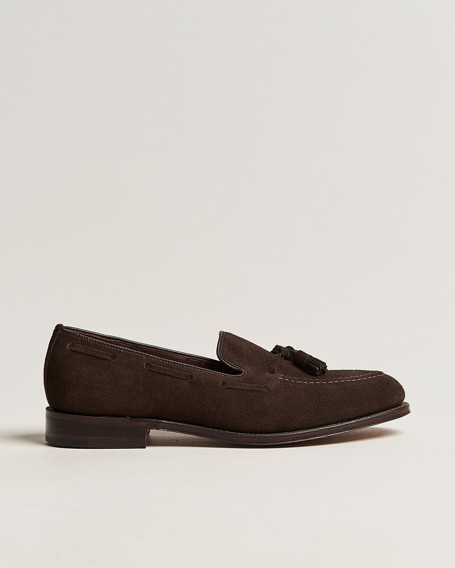 Loake 1880 Russell Tassel Loafer Chocolate Brown Suede – Marrone