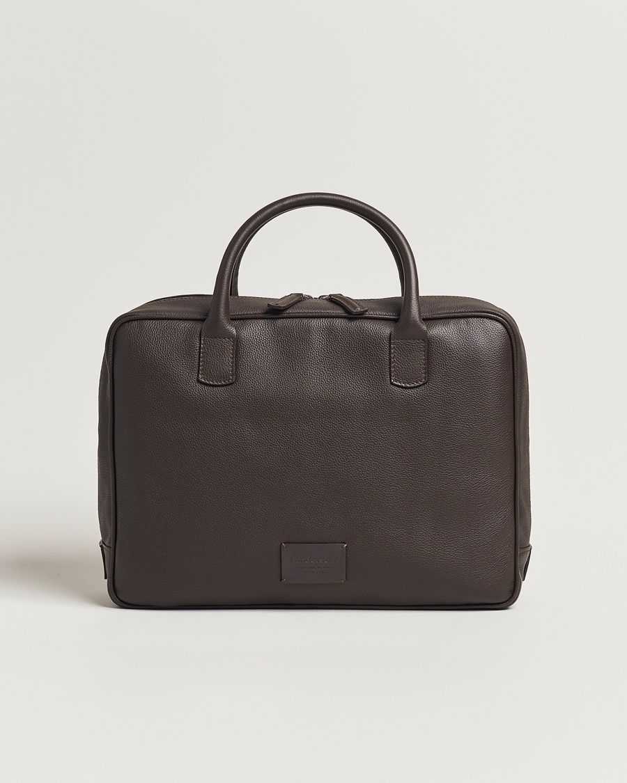 Anderson's Full Grain Leather Briefcase Dark Brown – Marrone