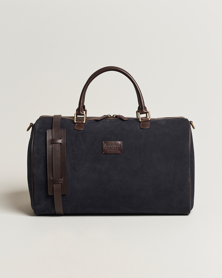 Anderson's Boston Suede Weekendbag Navy/Brown – Blu